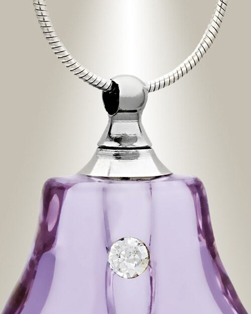 Glass Locket Violet Trickle Cremation Necklace