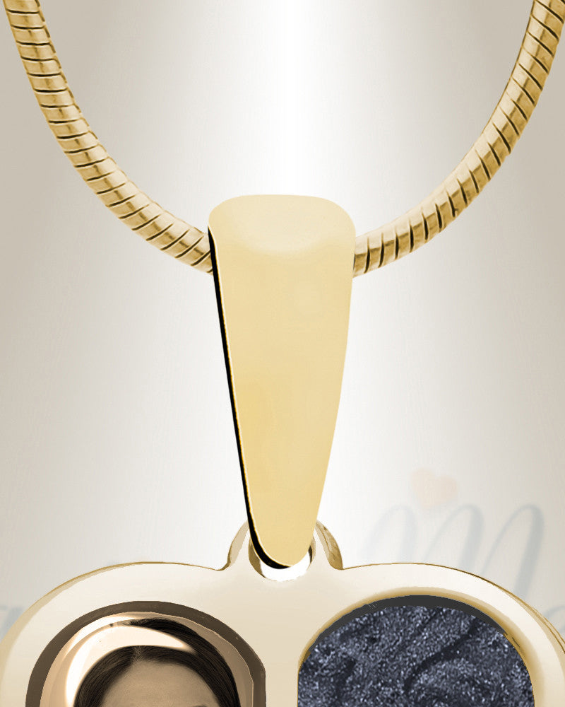 Two Heart 14K Gold Picture Pendant With Argentine Ashes