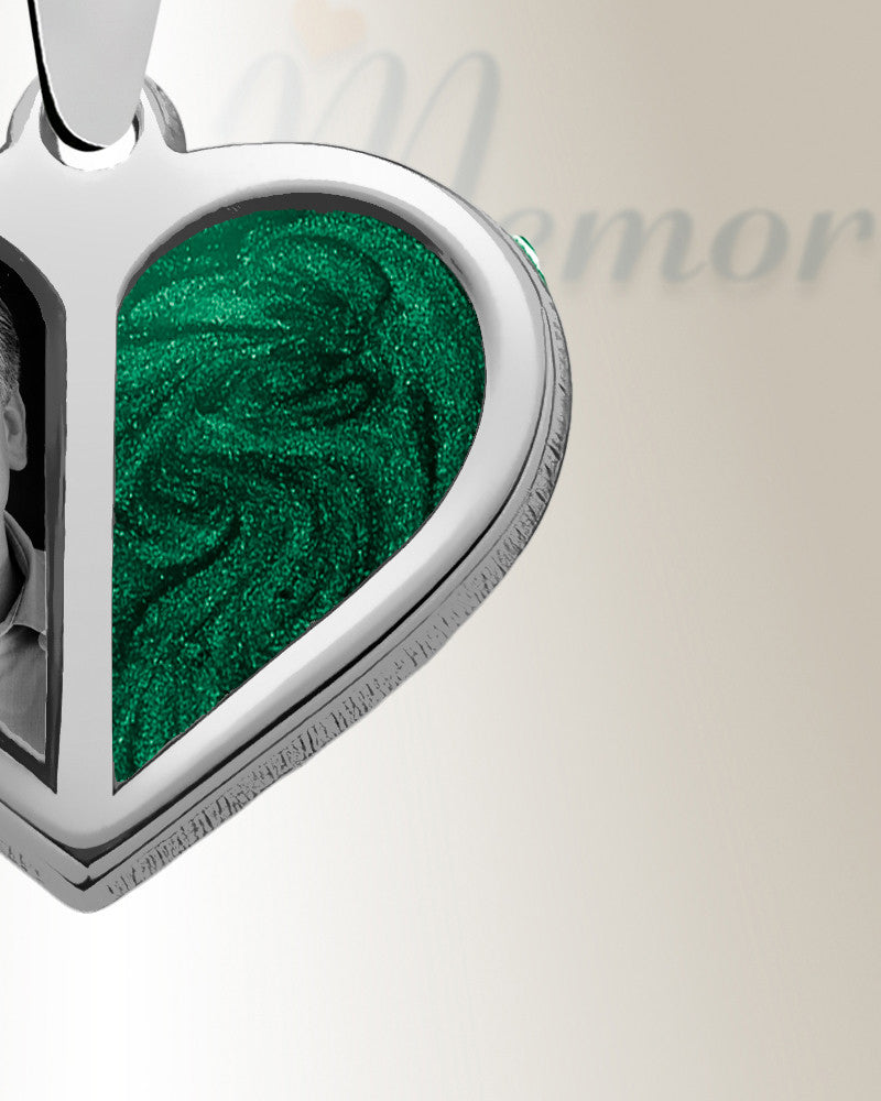 Two Heart Sterling Silver Picture Pendant With Fir Ash Resin Jewelry