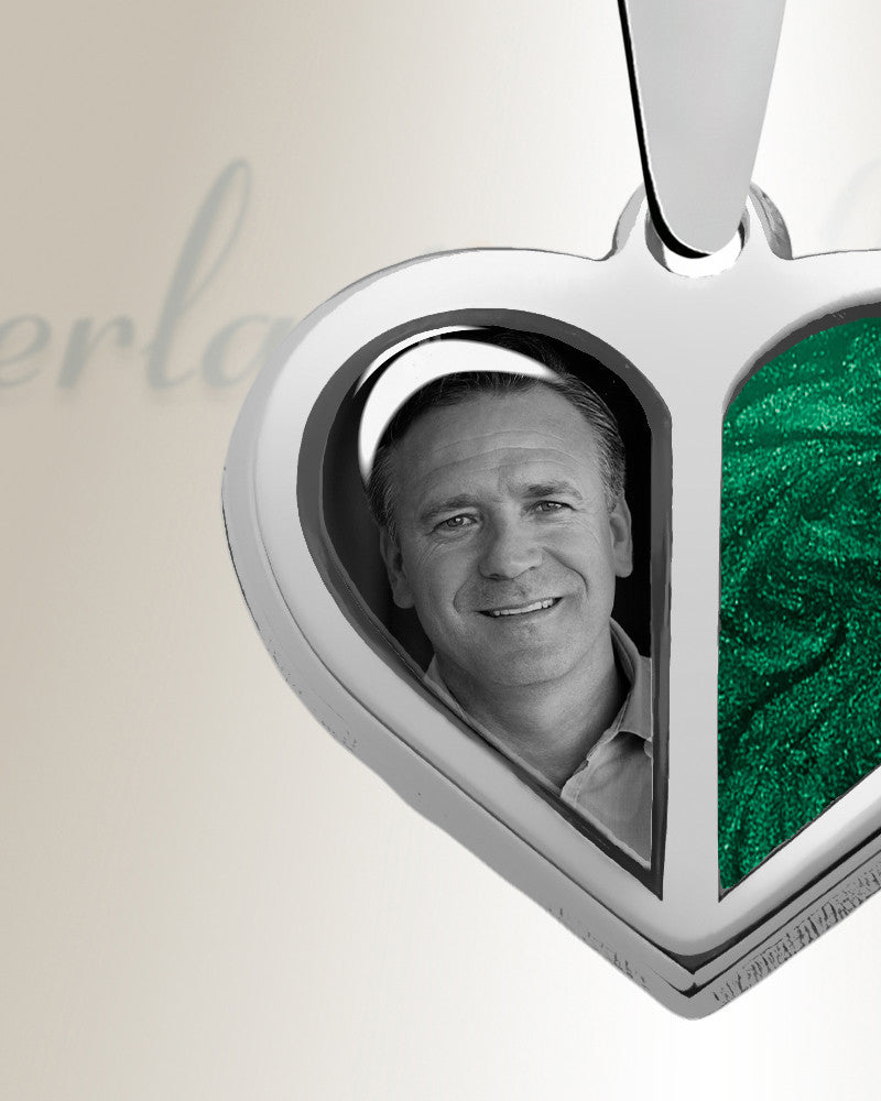 Two Heart Sterling Silver Picture Pendant With Fir Ash Resin Jewelry