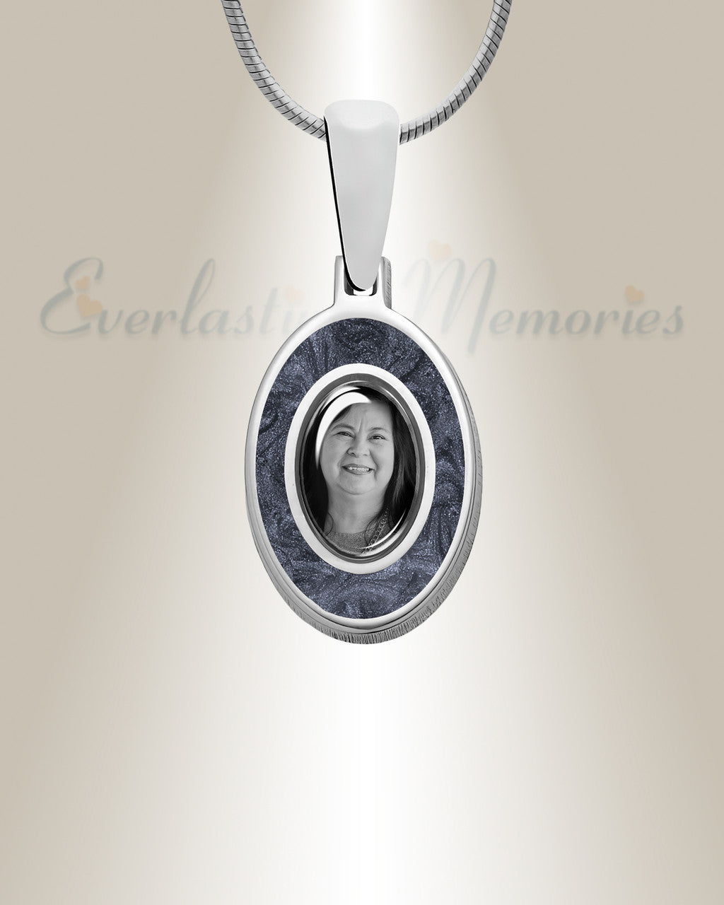 Oval Sterling Silver Picture Pendant With Milky Ashes