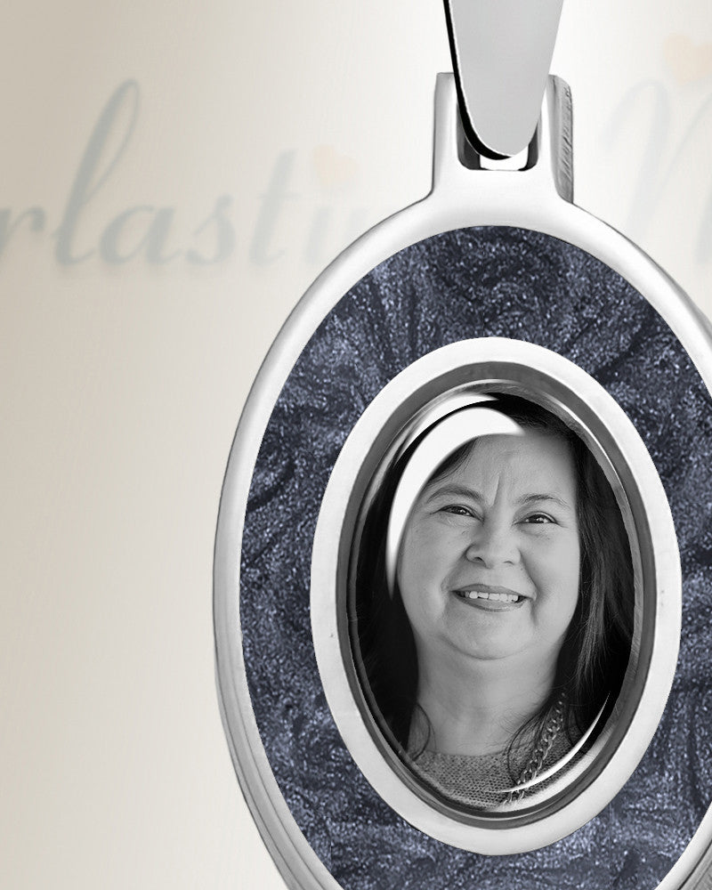 Oval Sterling Silver Picture Pendant With Milky Ashes