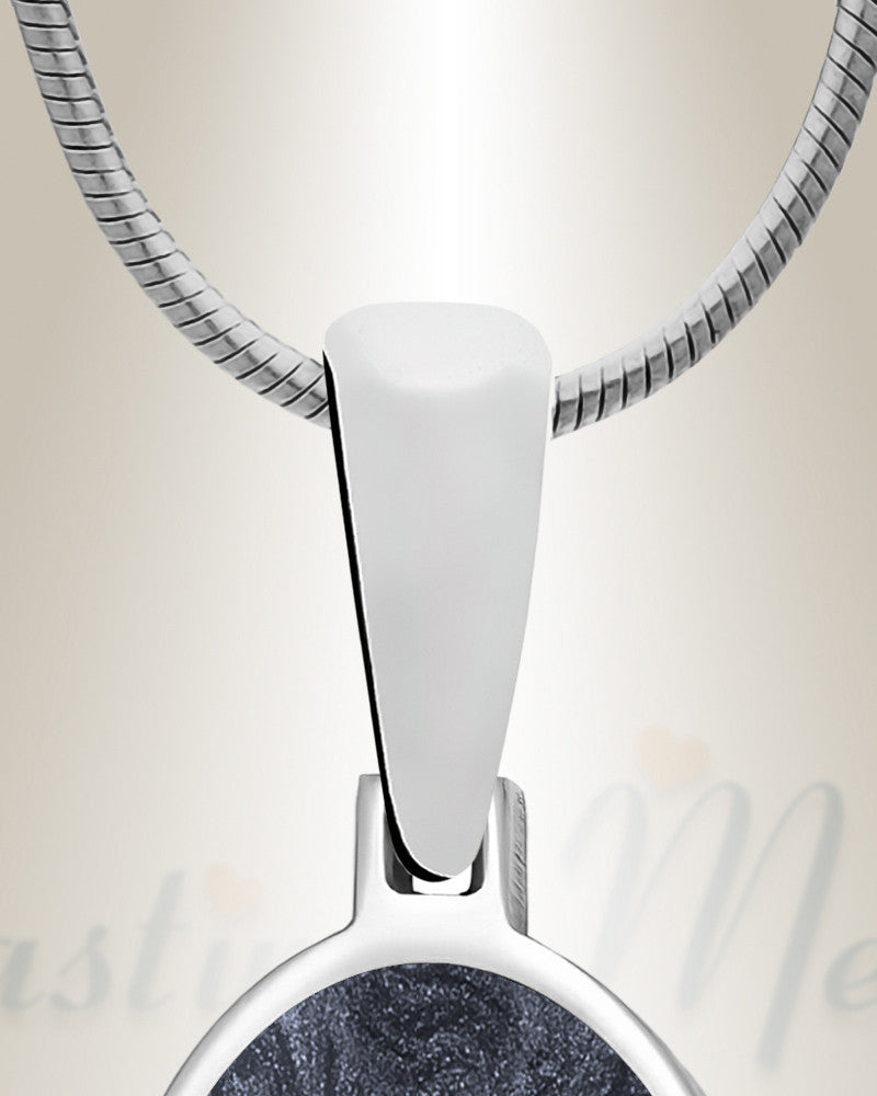 Oval Sterling Silver Picture Pendant With Milky Ashes