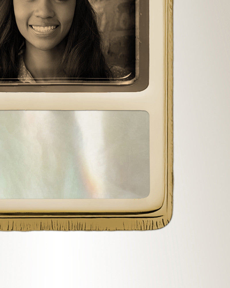 Rectangle 14K Gold Picture Pendant With Milky Ashes