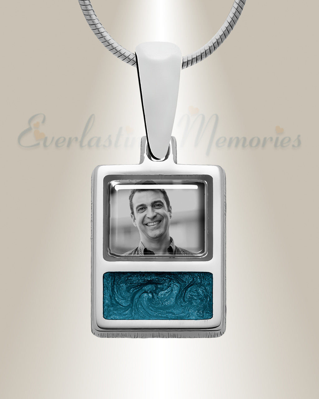 Rectangle Sterling Silver Picture Pendant With Lazuline Ashes