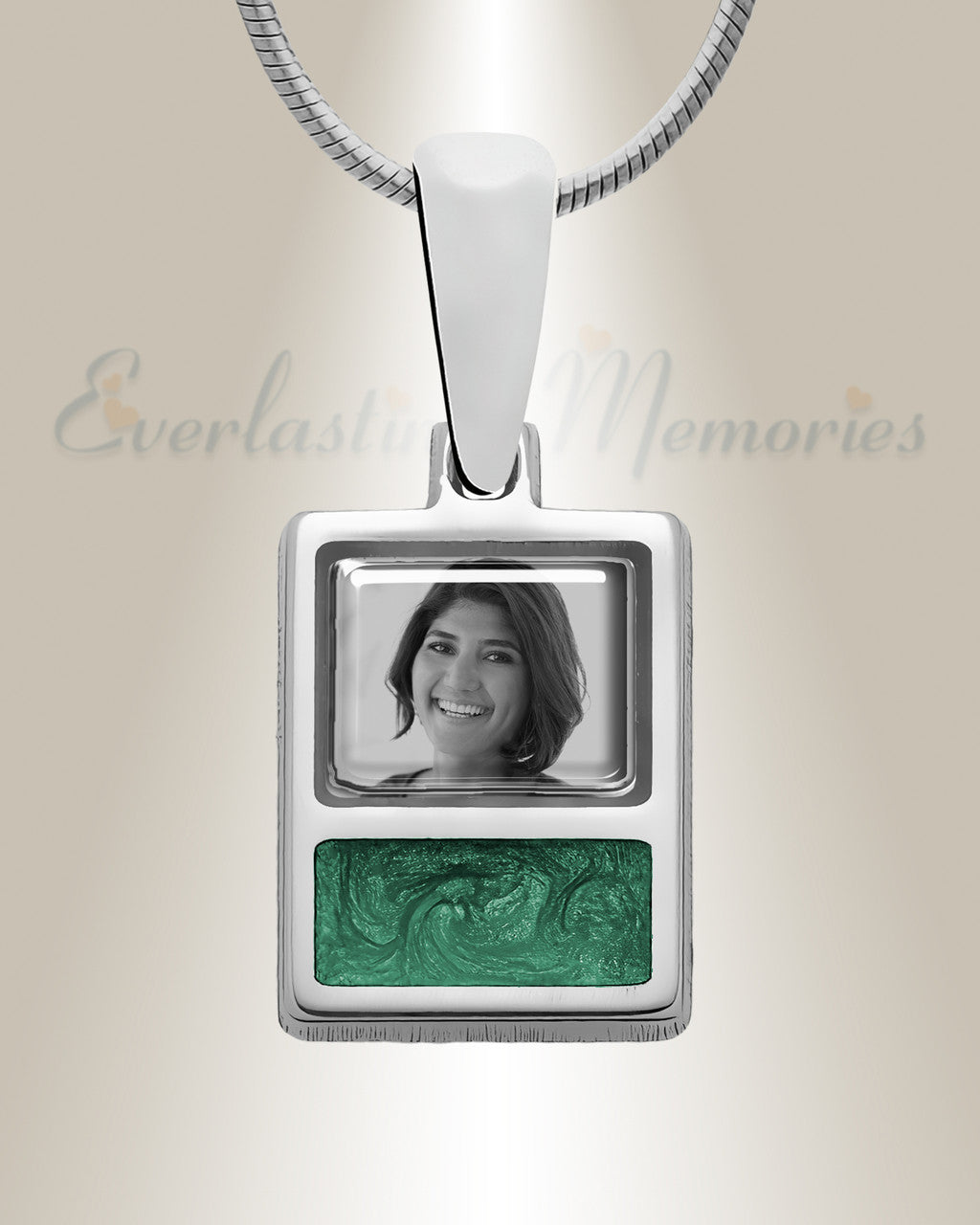 Rectangle Sterling Silver Picture Pendant With Fir Ash Resin Jewelry