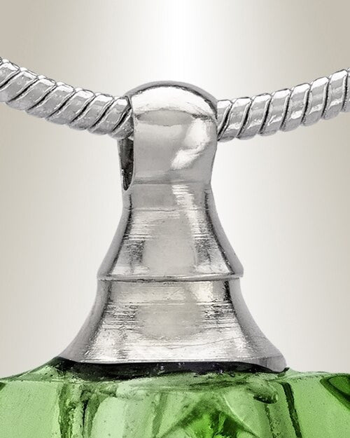 Glass Locket Green Cubix Cremation Jewelry