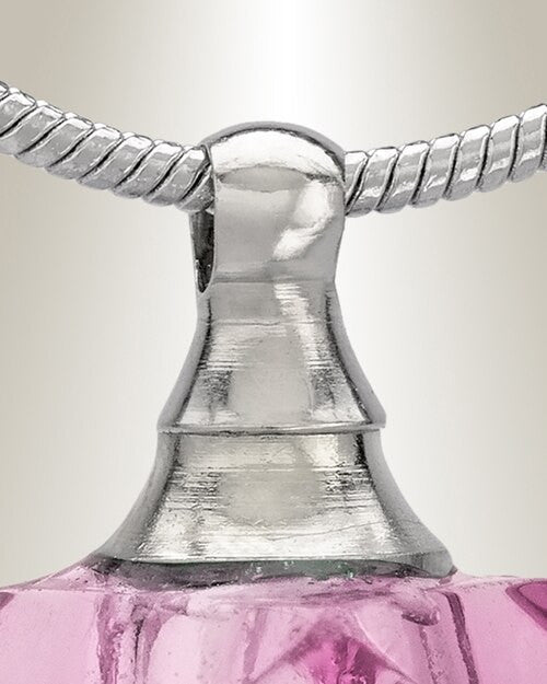 Glass Locket Pink Cubix Cremation Jewelry