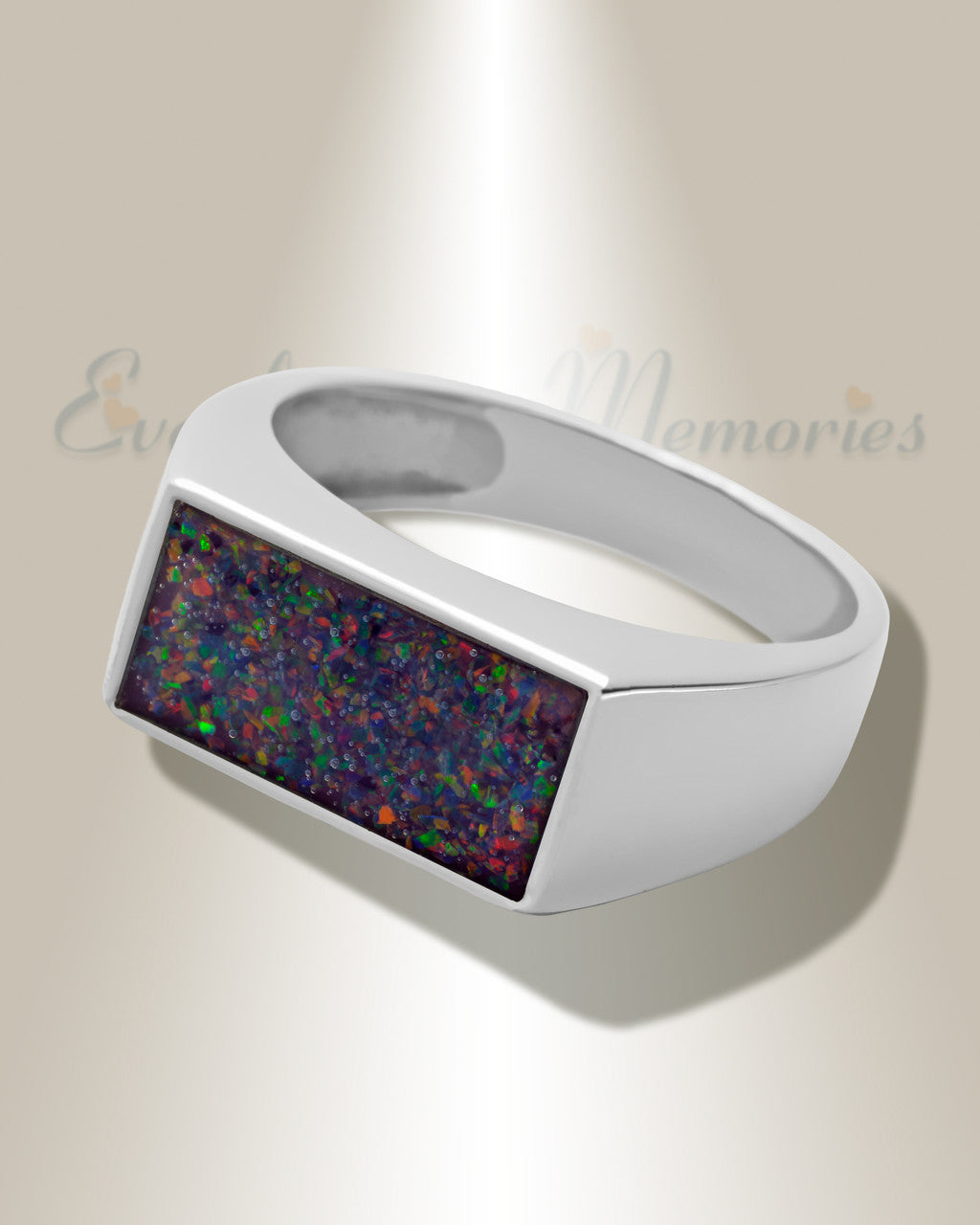 Men's Sterling Silver Drexel Ash Ring with Black Flame Opal