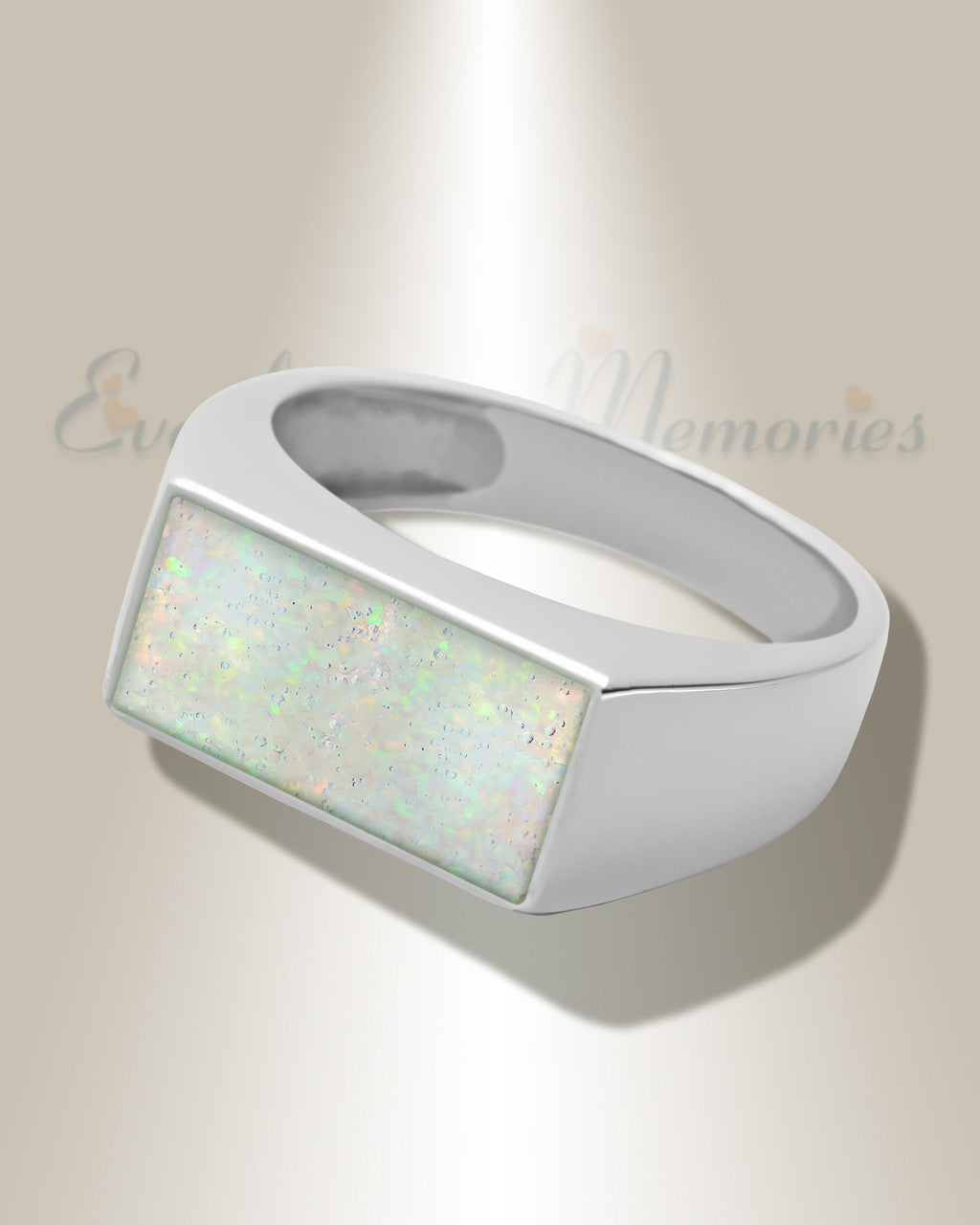 Men's Sterling Silver Drexel Ash Ring with Crushed Cream Opal