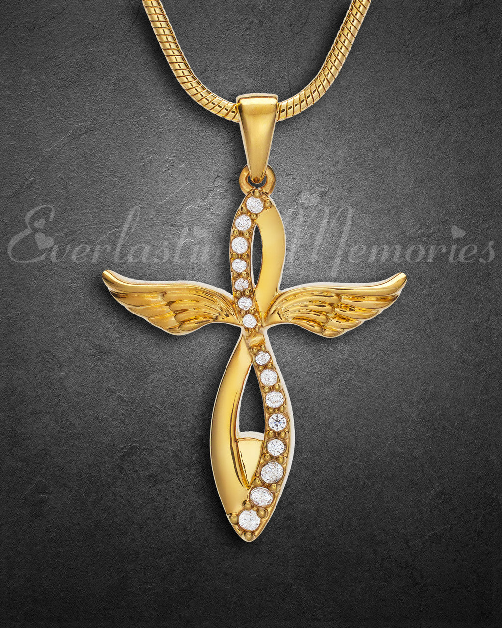 Gold Splendor Cross Urn Pendant