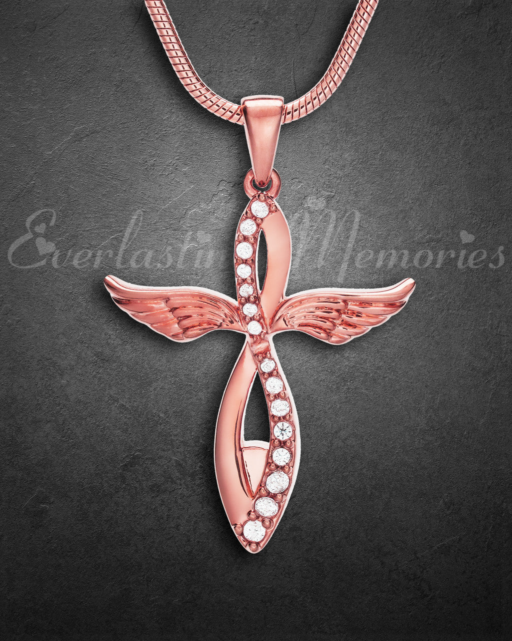 Rose Gold Splendor Cross Urn Pendant