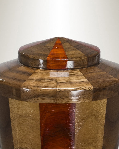 Trinity Urn in Black Walnut & Padauk-Keepsake