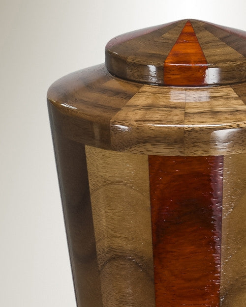 Trinity Urn in Black Walnut & Padauk-Keepsake