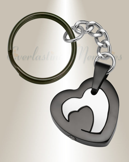 Black Stainless Honesty Heart Urn Keychain