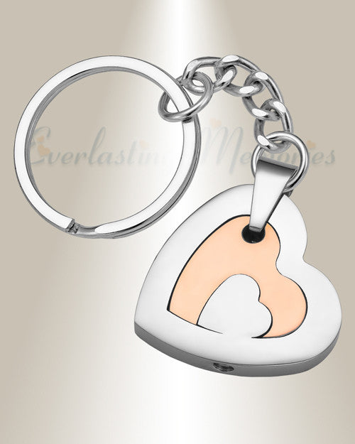 Rose Gold and Stainless Honesty Heart Cremation Keychain