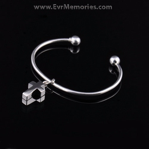 Sterling Silver Small Cross Cremation Bracelet