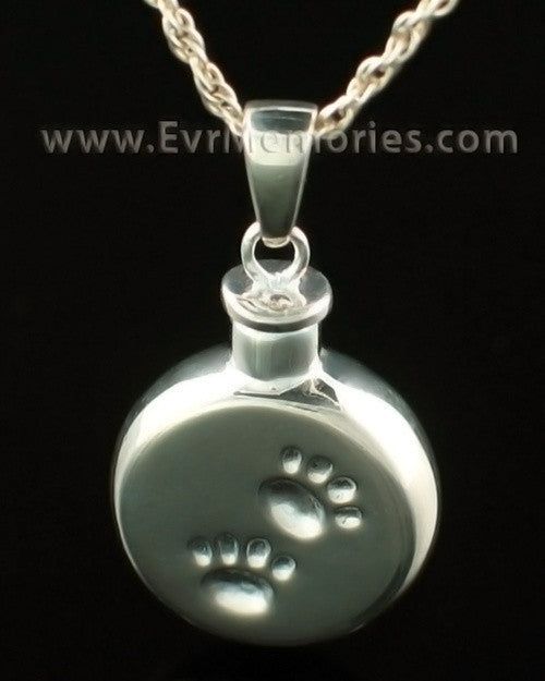 14K White Gold Pawprints Cremation Pendant
