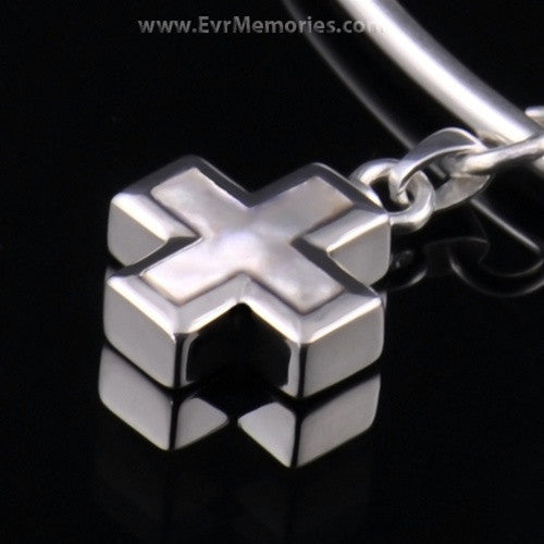 Sterling Silver Pearly Cross Cremation Bracelet