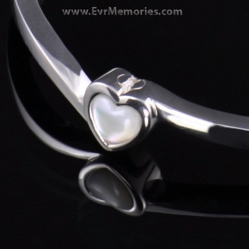 Stainless Steel Pearled Heart Cremation Bracelet