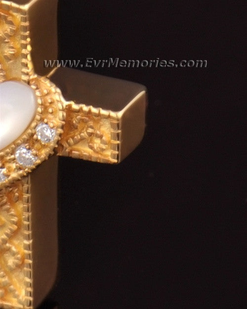 14k Gold Heart Cross Memorial Pendant