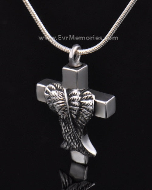 Sterling Silver Angelic Cross Cremation Charm