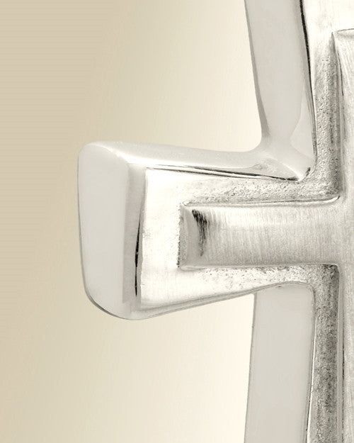 14k White Gold Double Cross Cremation Charm