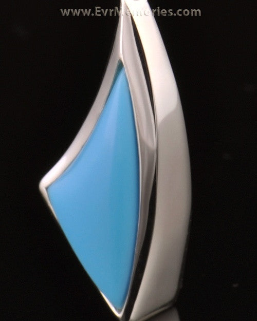 14k White Gold Turquoise Sail Away Funeral Jewelry