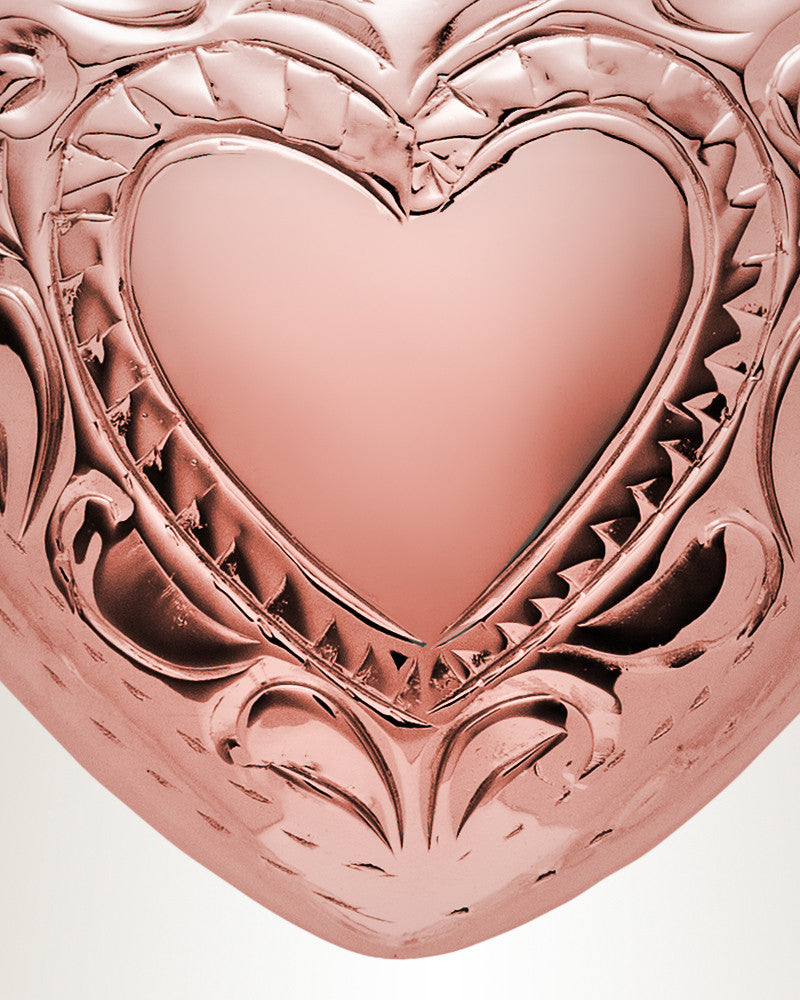 14K Rose Gold Etched Double Heart Cremation Urn Keepsake