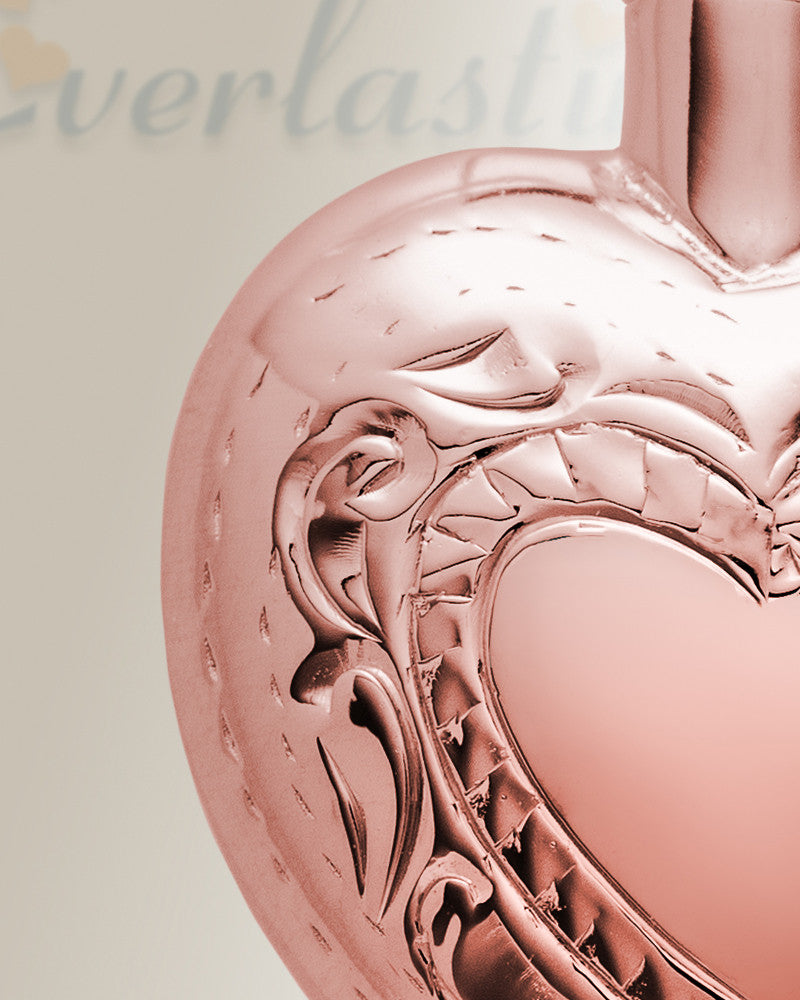 14K Rose Gold Etched Double Heart Cremation Urn Keepsake