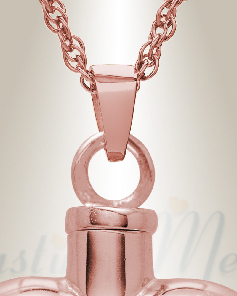 14K Rose Gold Etched Double Heart Cremation Urn Keepsake