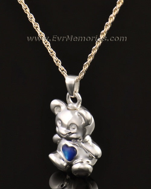 14k White Gold Baby Blue Bear Jewelry Pendant