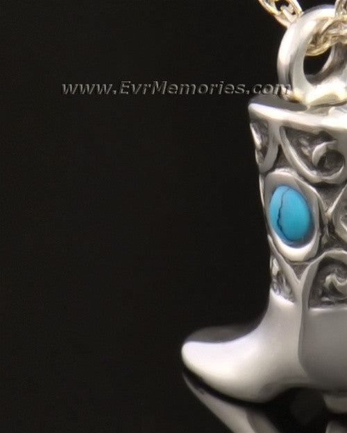 14k White Gold Western Boot Jewelry Pendant