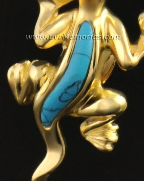 14k Gold Gallant Gecko Memorial Pendant