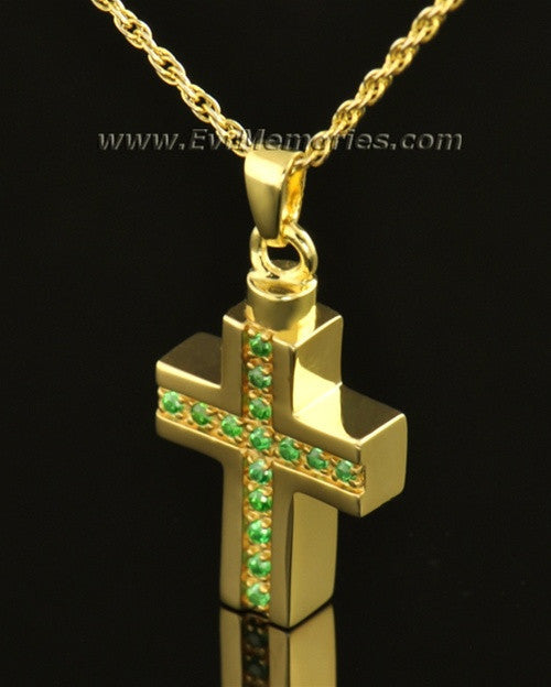 14k Gold Trusting Cross Memorial Locket