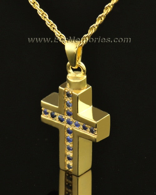 14k Gold Indigo Cross Memorial Locket