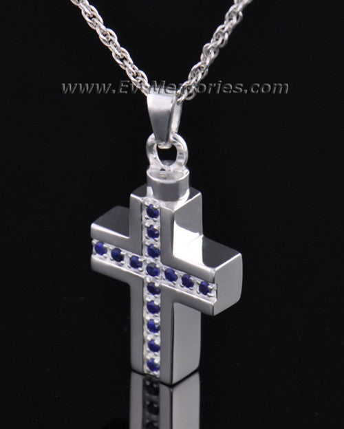 Sterling Silver Indigo Cross Memorial Locket