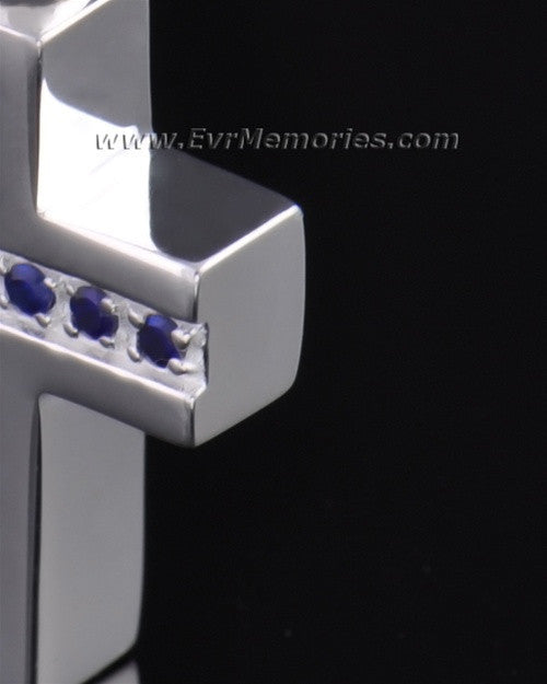 Sterling Silver Indigo Cross Memorial Locket