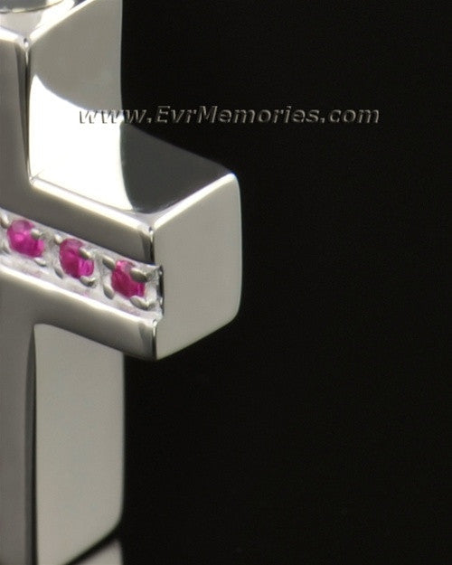 14k White Gold Spiritual Cross Memorial Locket