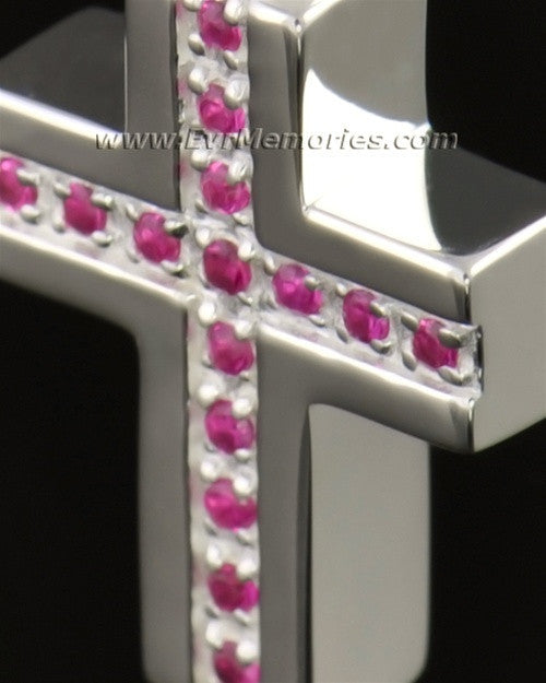 14k White Gold Spiritual Cross Memorial Locket