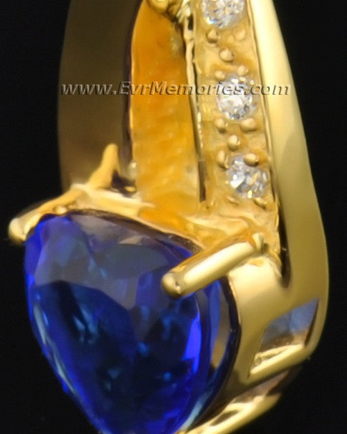 Gold Plated Deep Blue Heart Memorial Locket