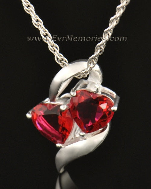 14k White Gold Passionate Hearts Memorial Locket
