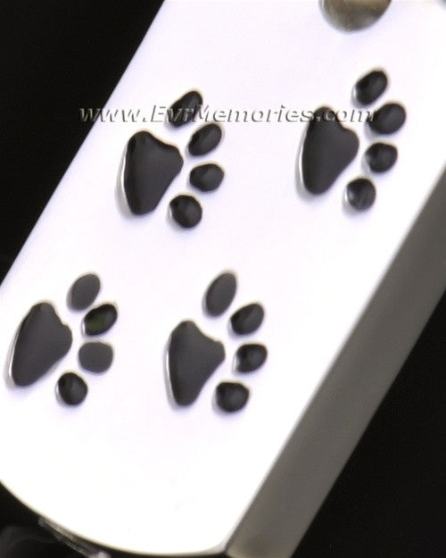 14k White Gold Walking Along Rectangle Pet Memorial Locket