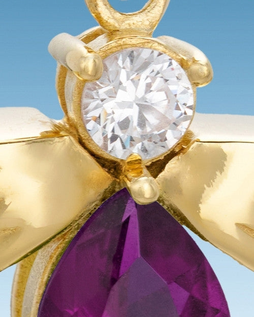 Gold Plated Divine Messenger with Purple Stone Keepsake