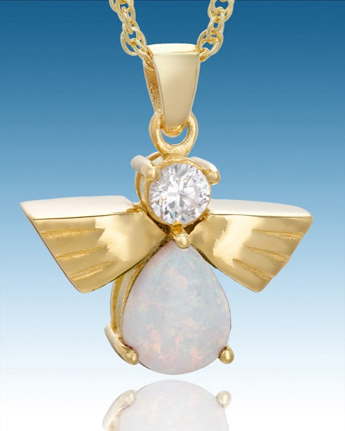 Gold Plated Divine Messenger with Opal Keepsake