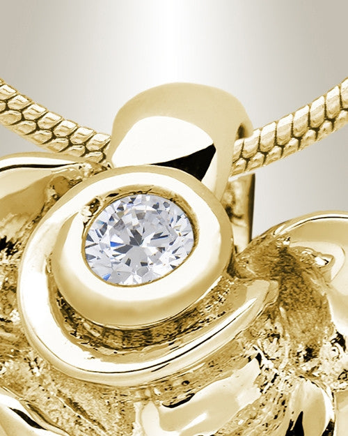 Gold Plated Radiant Rose Memorial Jewelry