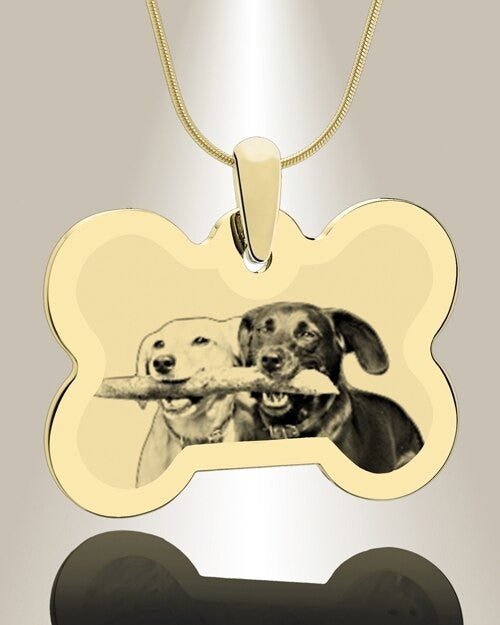 Bone Photo Engraved Gold Plated Pet Keepsake
