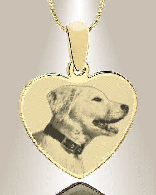 Heart Photo Engraved Gold Plated over Stainless Pet Keepsake