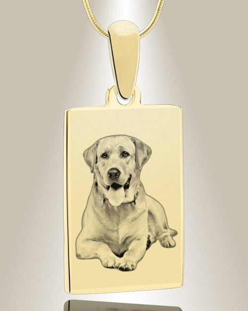 Rectangle Photo Engraved Gold Plated over Stainless Pet Keepsake