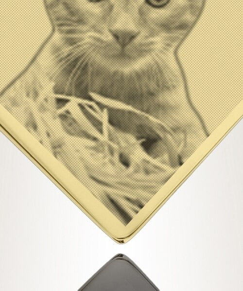 Diamond Photo Engraved Gold Plated over Stainless Pet Keepsake
